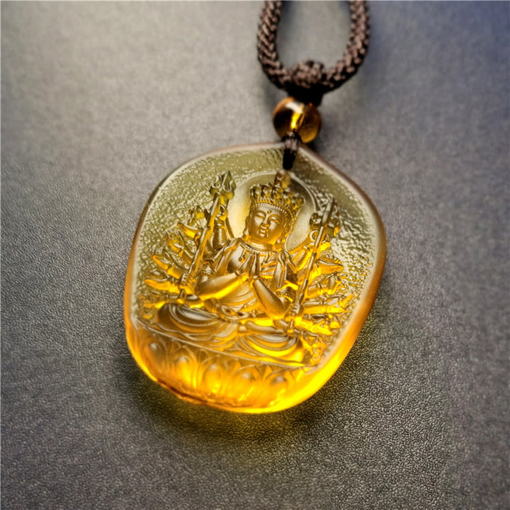 Buddha Stones Zodíaco Chino Buda Natal Bendición Liuli Cristal Compasión Collar Colgante - Avalokitesvara de las Mil Brazos - image 3