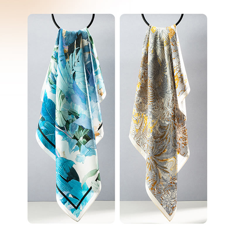 Bufanda de seda de morera 100% con pintura al óleo de jungla de Buddha Stones , bufanda de cuello de seda de doble cara de grado superior 6A - image 30