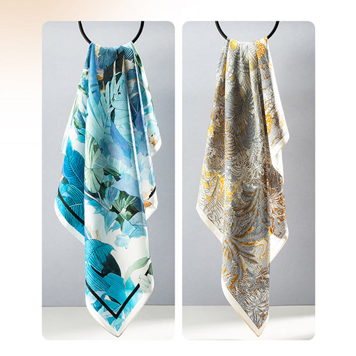 Bufanda de seda de morera 100% con pintura al óleo de jungla de Buddha Stones , bufanda de cuello de seda de doble cara de grado superior 6A - image 30