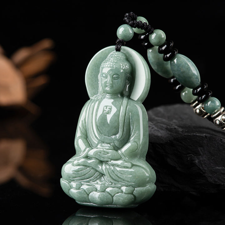 Collar de cadena de compasión con amuleto de jade de Buda Amitabha de Buddha Stones - image 5