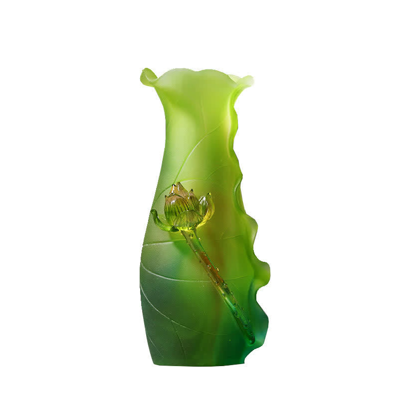 Pieza de arte de cristal Liuli hecha a mano de loto Feng Shui, decoración para el hogar y la Oficina - image 13