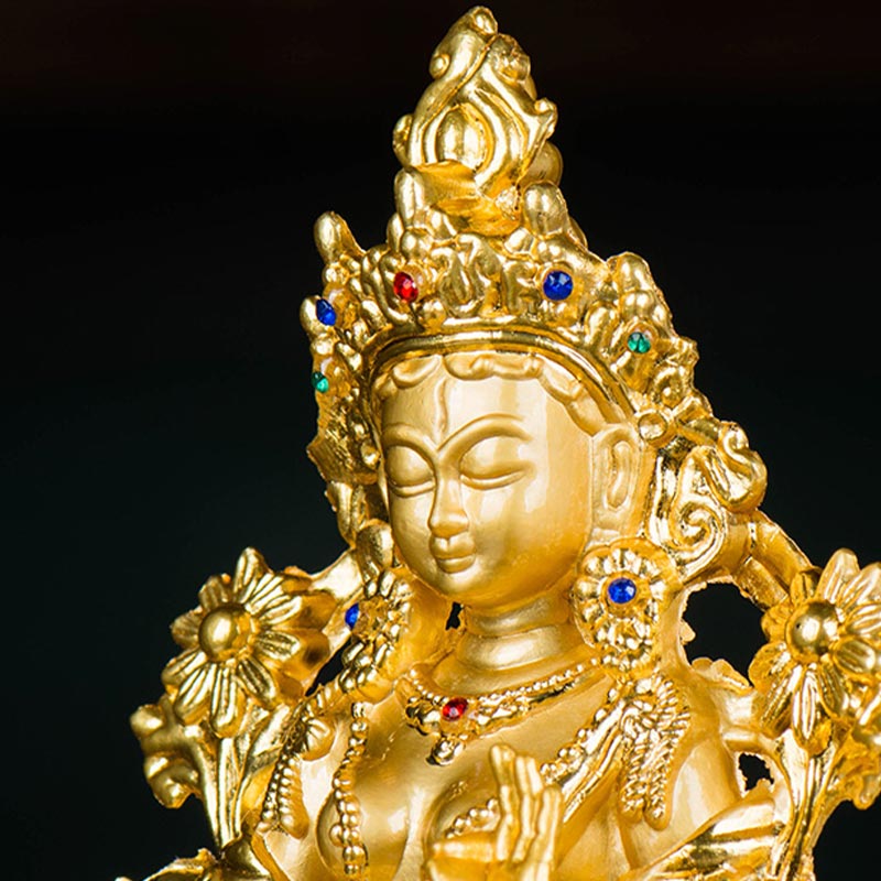 Decoración de estatua chapada en oro con protección de esperanza de Tara Blanca Bodhisattva - image 10