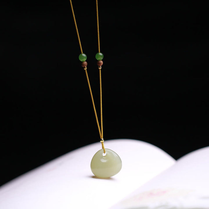 Colgante de collar de cadena de prosperidad con patrón de bolsa pequeña de jade hetiano natural
