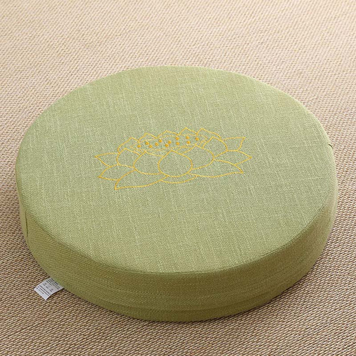 Cojín de asiento de meditación de lino y algodón con bordado de loto y Buddha Stones