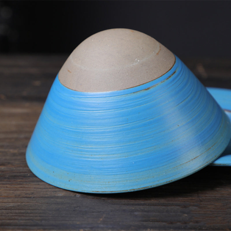 Taza de café de cerámica con diseño de planeta de Buddha Stones, taza de café y té de cerámica rugosa con platillo