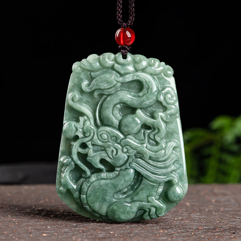 Collar con colgante de cadena con Buddha Stones, dragón del zodiaco chino, Jade, fuerza - Jade - image 1