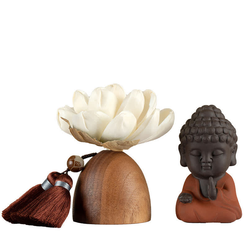 Decoraciones de cura calmante de flor de Buda de madera de melocotón negro - image 4