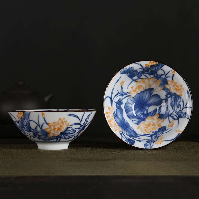 Taza de té de Buddha Stones, flores, carácter Fu, montañas, loto, flores de cerezo, taza de té de Kung Fu