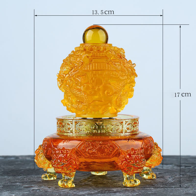 Buddha Stones Feng Shui dragón auspicioso hecho a mano Liuli cristal giratorio pieza de arte suerte decoración de la Oficina del hogar - image 10