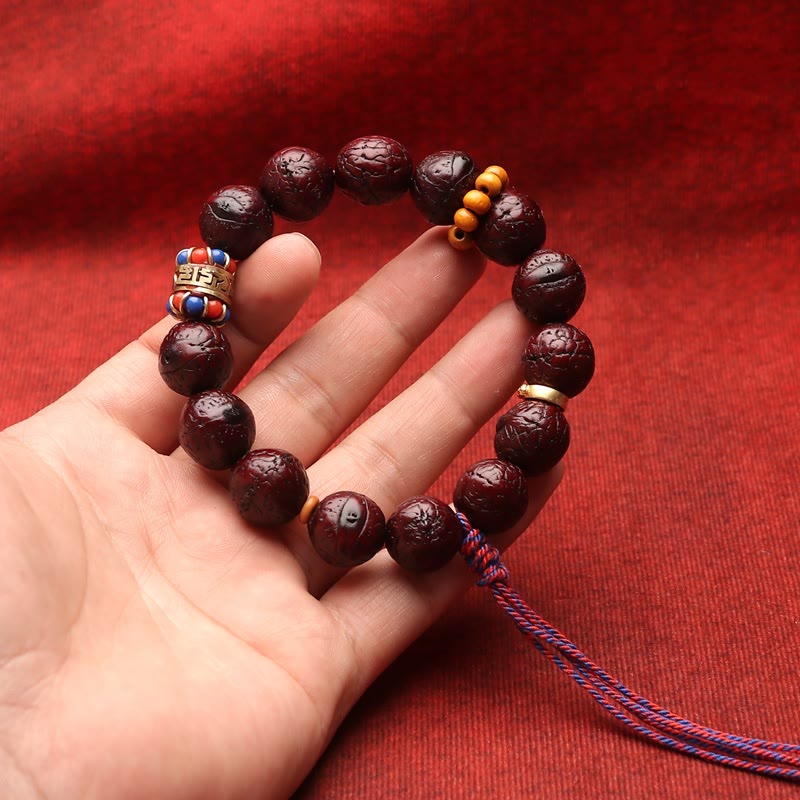 Pulsera con borlas de paz y calma con cuentas de semillas Bodhi de Buddha Stones
