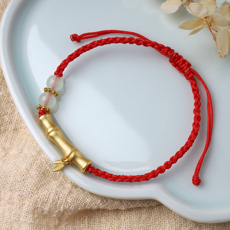 Pulsera trenzada de fuerza de la suerte con diseño de bambú de Buddha Stones