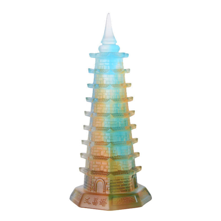 Feng Shui Wenchang Torre hecha a mano Liuli Crystal Pagoda Pieza de arte Suerte Decoración de la oficina en el hogar - image 13