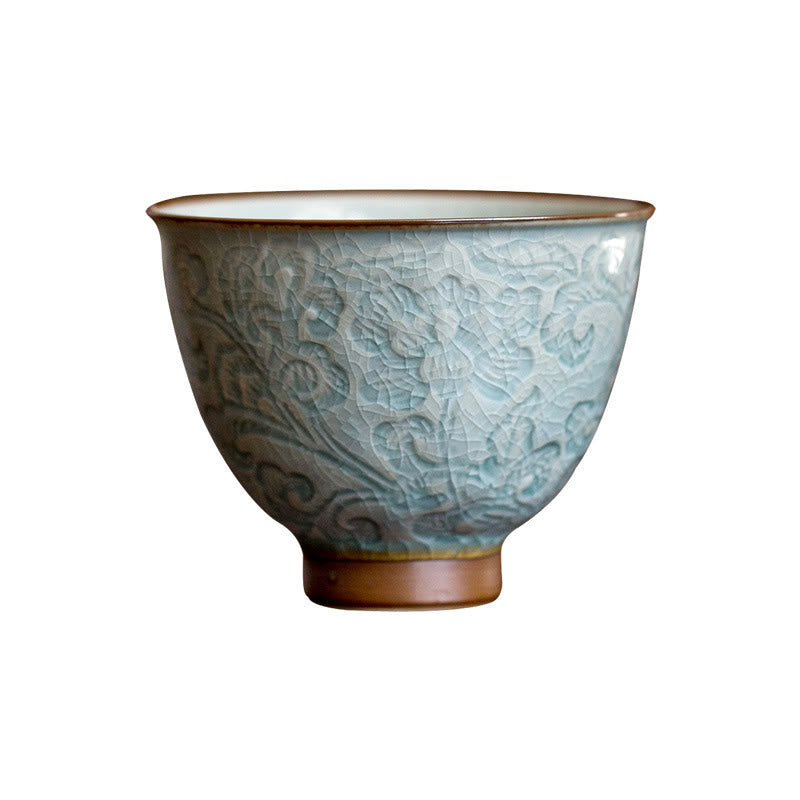 Taza de té de cerámica tallada en loto con Buddha Stones , taza de té de Kung Fu