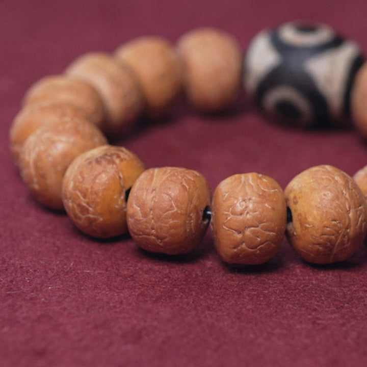 Pulsera Mala para muñeca con abalorio de paz, semilla de Bodhi del Tíbet, Dzi