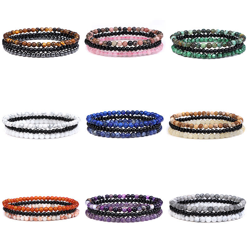 Buddha Stones 3 piezas de piedra de cristal natural paz interior pulsera espiritual - image 1