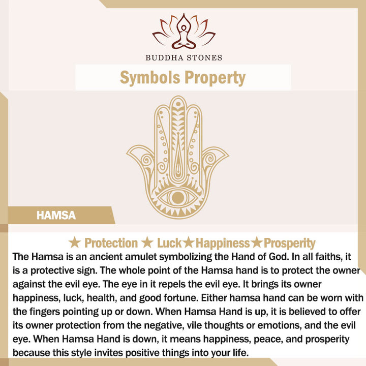 Anillo ajustable con circonita y símbolo de Hamsa de plata de ley 925 con Buddha Stones
