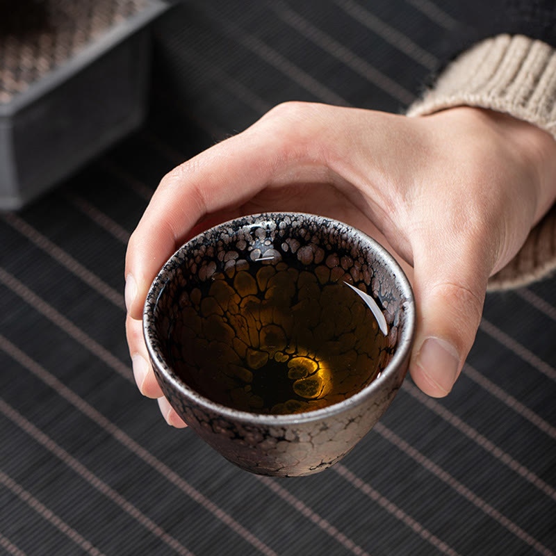 Buddha Stones hechas a mano, flores de cerezo, diseño de Sakura, taza de té de cerámica china Jianzhan, taza de té de Kung Fu