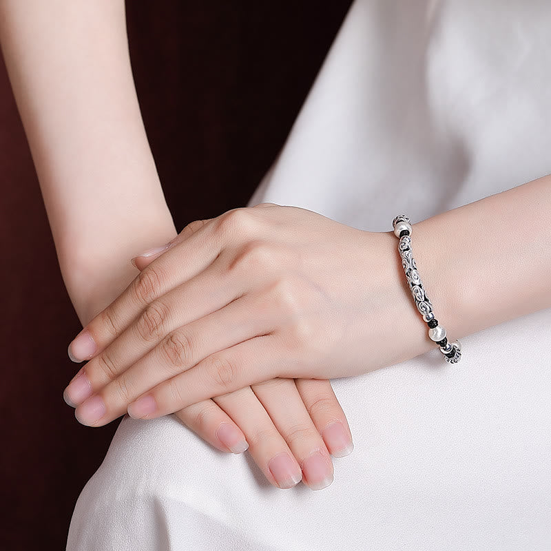 Pulsera de cadena de riqueza de nube auspiciosa de plata de ley 999 de cobre hecha a mano con Buddha Stones del Tíbet - image 18