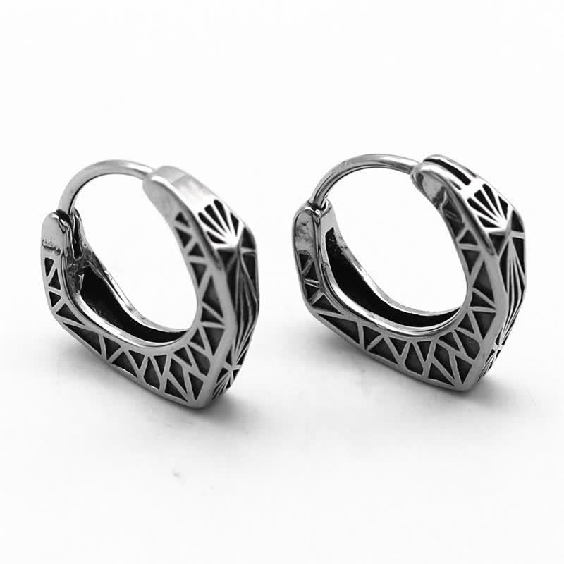 Pendientes de equilibrio de acero y titanio con aro vikingo - image 4