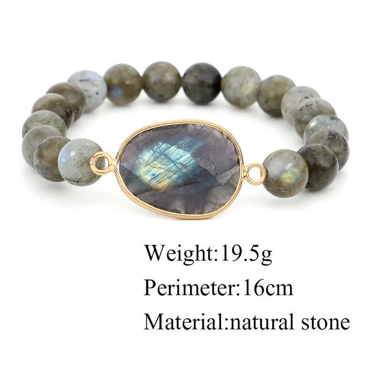 Pulsera de cuentas curativas con soporte de piedra lunar de labradorita natural de Buddha Stones - image 8
