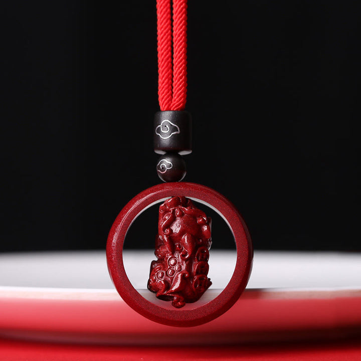 Buddha Stones cinabrio Om Mani Padme Hum PiXiu bendición collar de cuentas de la suerte colgante - PiXiu - Cuerda roja - image 25