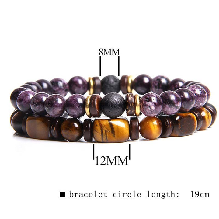 Buddha Stones 2 pulseras de cuentas de ojo de tigre de piedra emperador de cristal curativo