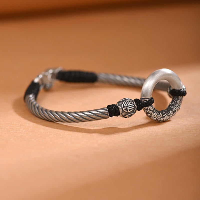Pulsera de plata de ley 999 con Buddha Stones , hebilla de la paz, moneda de cobre, nubes auspiciosas, pulsera de la fortuna - image 7