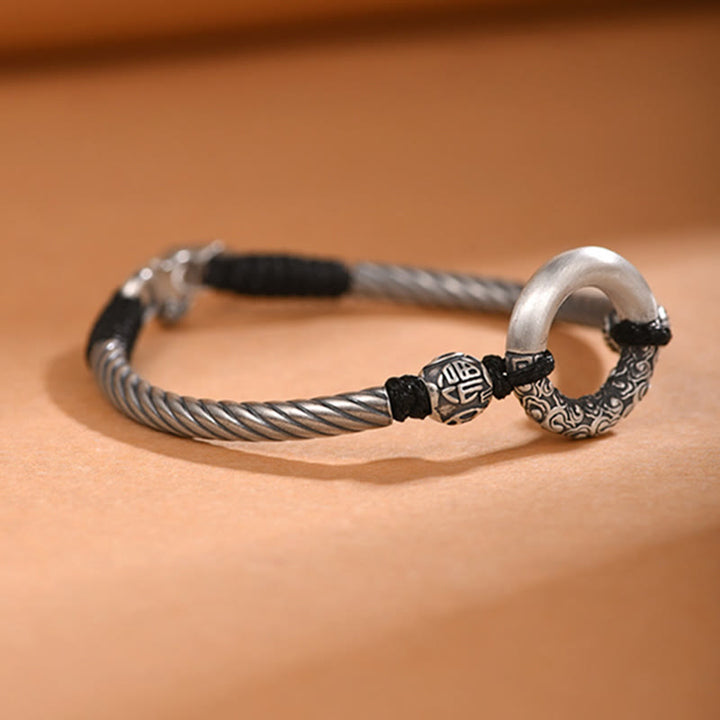 Pulsera de plata de ley 999 con Buddha Stones , hebilla de la paz, moneda de cobre, nubes auspiciosas, pulsera de la fortuna - image 7