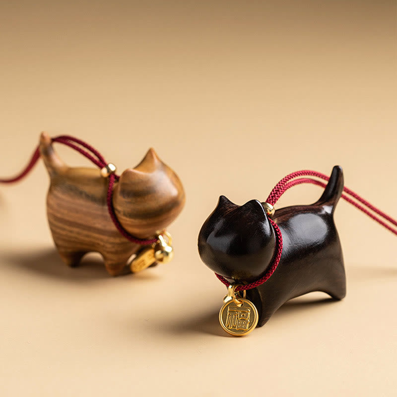 Buddha Stones, madera de ébano, sándalo verde, gato de la suerte, personaje Fu, campana de la suerte, equilibrio, decoración colgante para coche - image 2