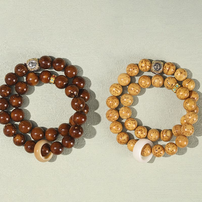 Pulsera de doble envoltura con Buddha Stones tibetanas, oro púrpura Natural, rata, Bodhi, semilla, riqueza