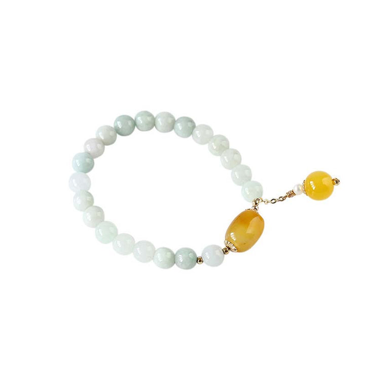 Pulsera de protección de ágata de jade blanco natural con Buddha Stones