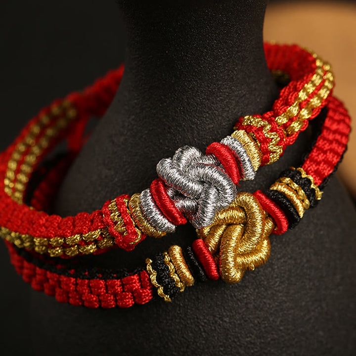 Pulsera hecha a mano con Buddha Stones, cuerda colorida, nudo de amor verdadero, suerte