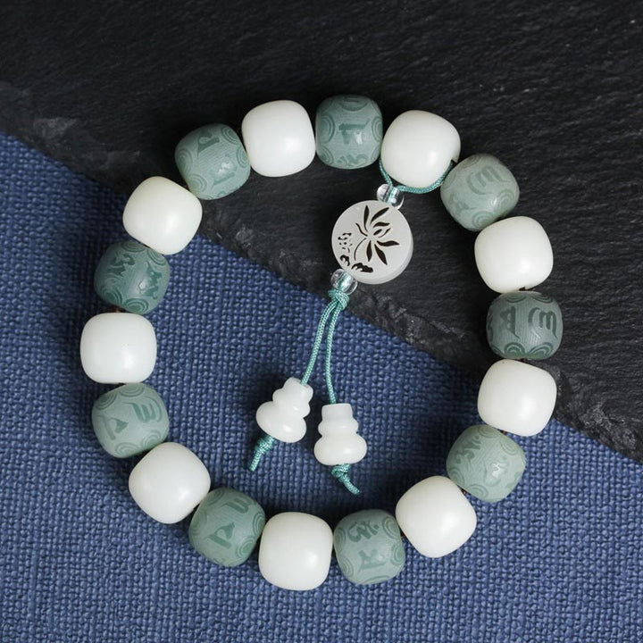 Pulsera de protección de seis palabras verdaderas Bodhi blanco con Buddha Stones