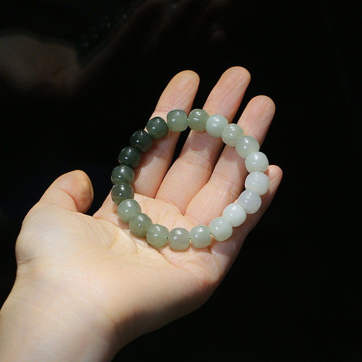 Pulsera de bendición de la suerte de jade degradado con Buddha Stones