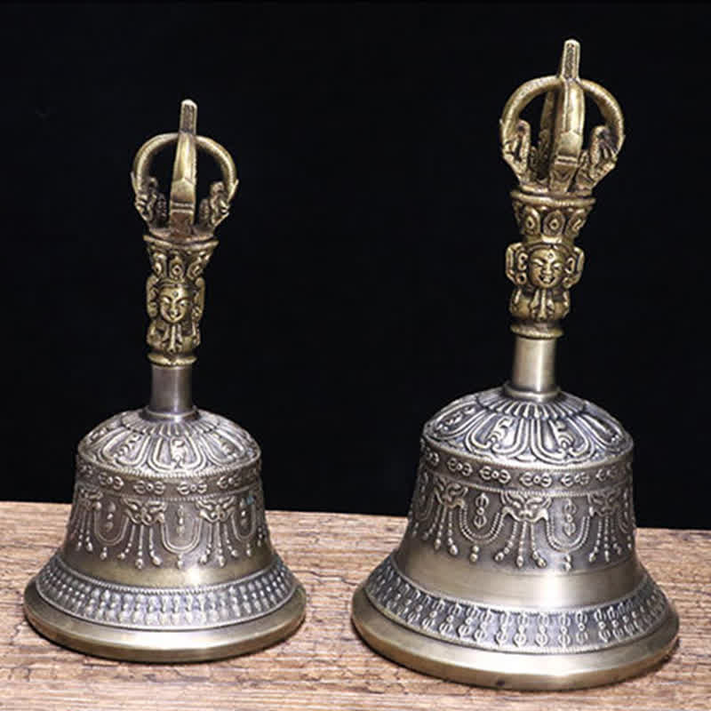 Campana de meditación tibetana y juego de decoración de iluminación de cobre Vajra Dorje