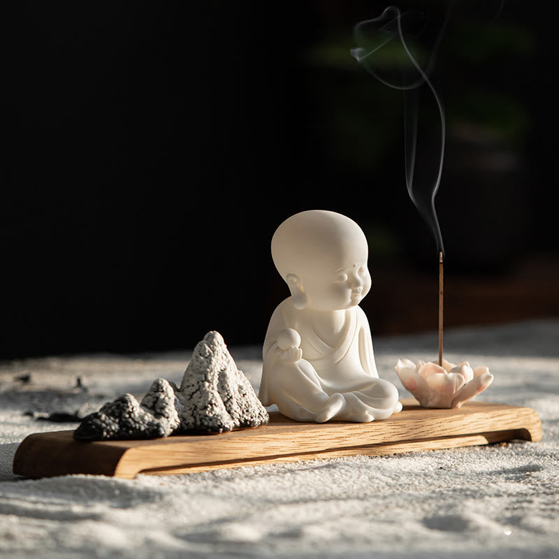 Buddha Stones, flor de loto, Tathagata Kwan Yin, Avalokitesvara Ksitigarbha, palo de cerámica para meditación, decoración de quemador de incienso