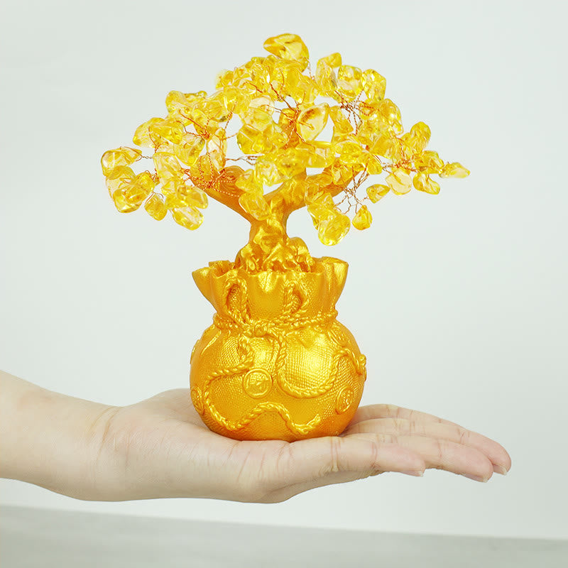 Buddha Stones Adorno de piedras preciosas de árbol de dinero de citrino natural - Feng Shui para la prosperidad - image 3