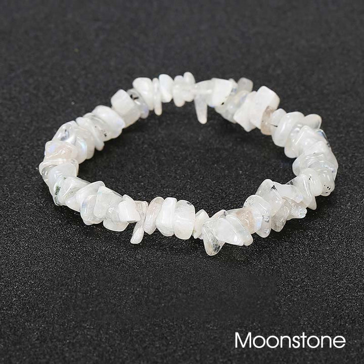Pulsera calmante de calidez de piedra de cristal de forma irregular natural - Piedra lunar (circunferencia de la muñeca: 15-16 cm) - image 36