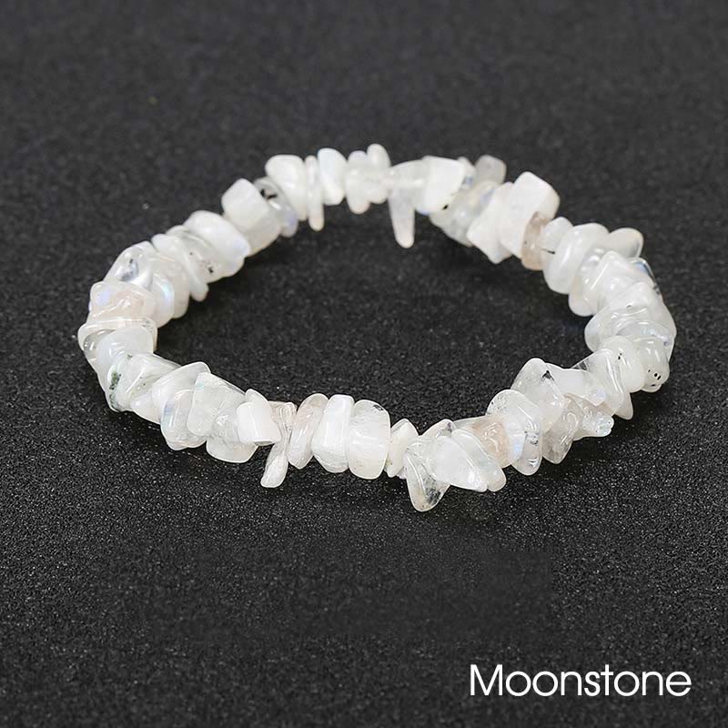 Pulsera calmante de calidez de piedra de cristal de forma irregular natural - Piedra lunar (circunferencia de la muñeca: 15-18 cm) - image 36