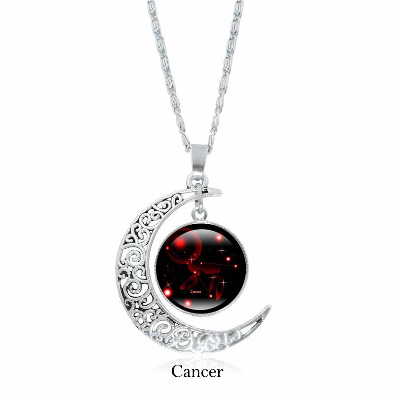 Colgante de cadena con collar de protección de la luna de las 12 constelaciones del zodíaco con Buddha Stones