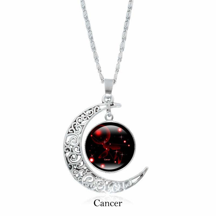Colgante de cadena con collar de protección de la luna de las 12 constelaciones del zodíaco con Buddha Stones