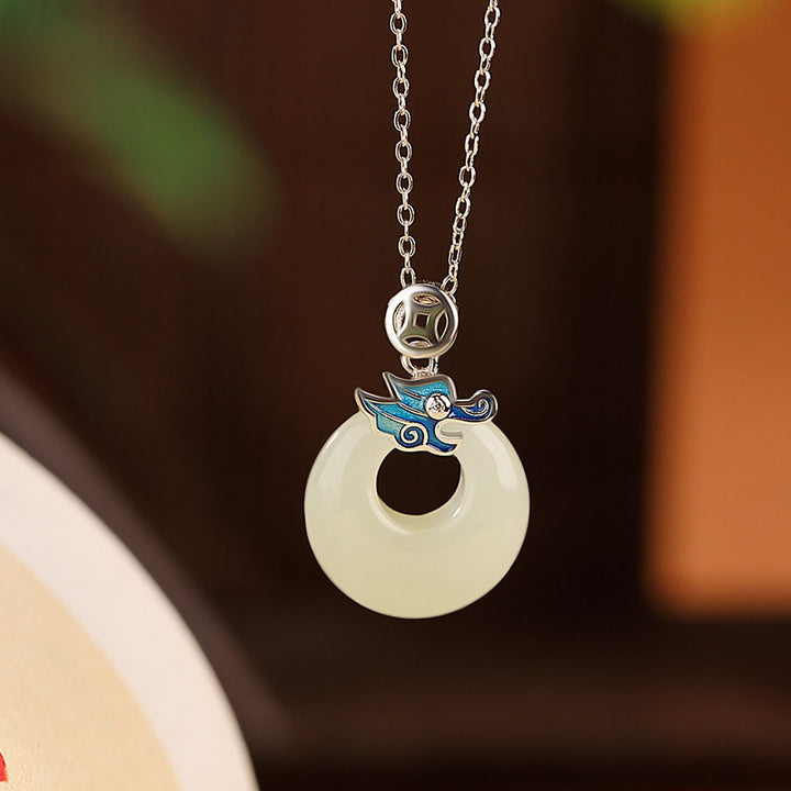 Buddha Stones, Plata de Ley 925 chapada en oro, Año del Dragón, Jade hetiano, hebilla de la paz, moneda de cobre, colgante de collar de abundancia