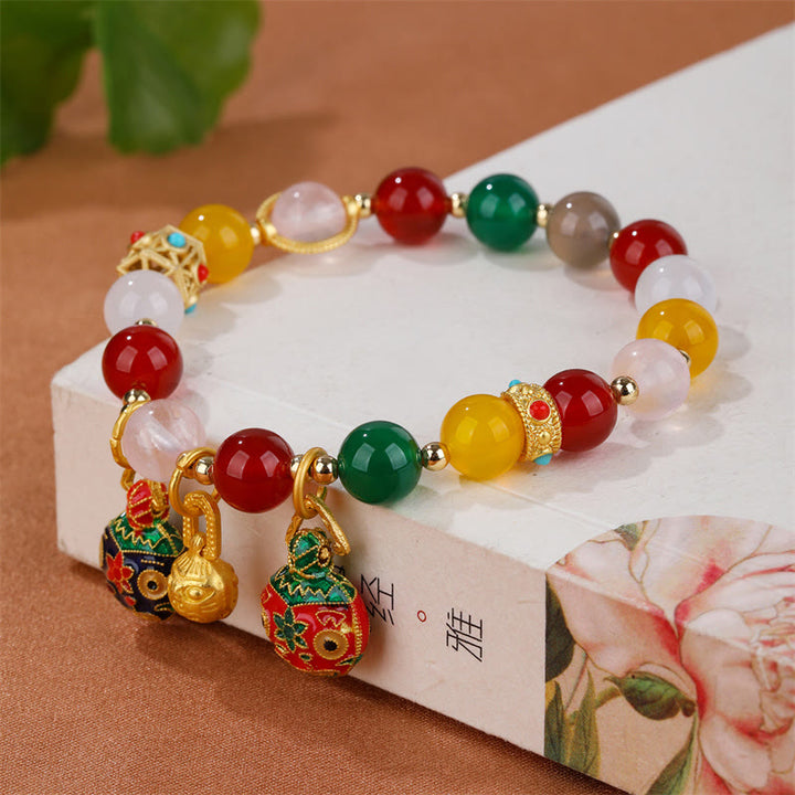 Pulsera de éxito con Buddha Stones, familia de bestias tragadoras de oro, varios cristales de ágata