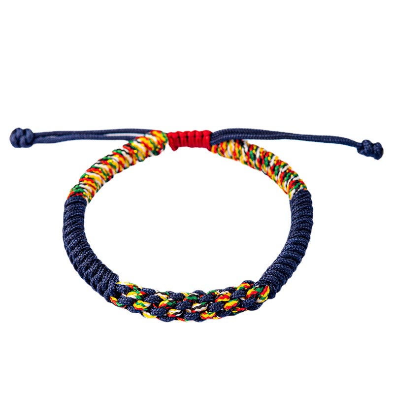 Pulsera de cuerda trenzada de la suerte con nudo King Kong colorido hecho a mano tibetano con Buddha Stones