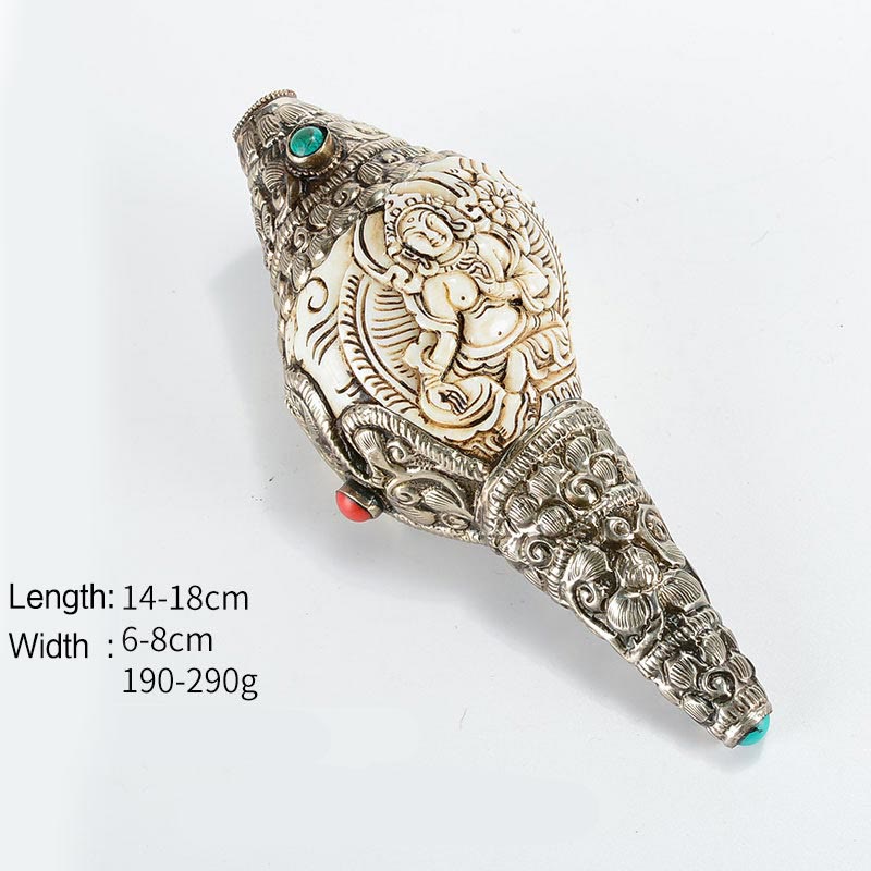 Decoración positiva de la riqueza de la concha de Buda Shankha grabada hecha a mano tibetana - Tara Verde - image 15