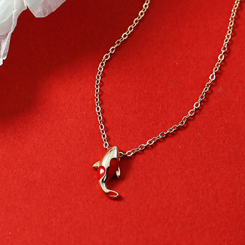 Juego de pendientes y pulsera de cuerda roja con colgante de collar de pez Koi de cobre con Buddha Stones