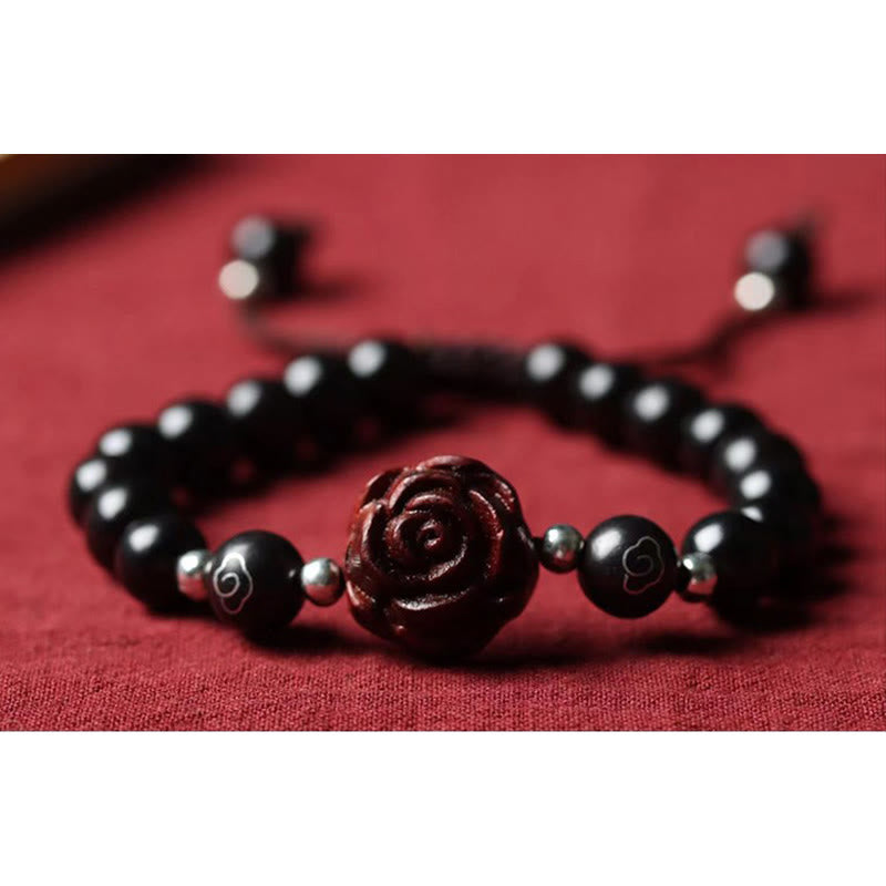 Pulsera De Calmante De Sándalo Rojo Hoja Pequeña De Buddha Stones