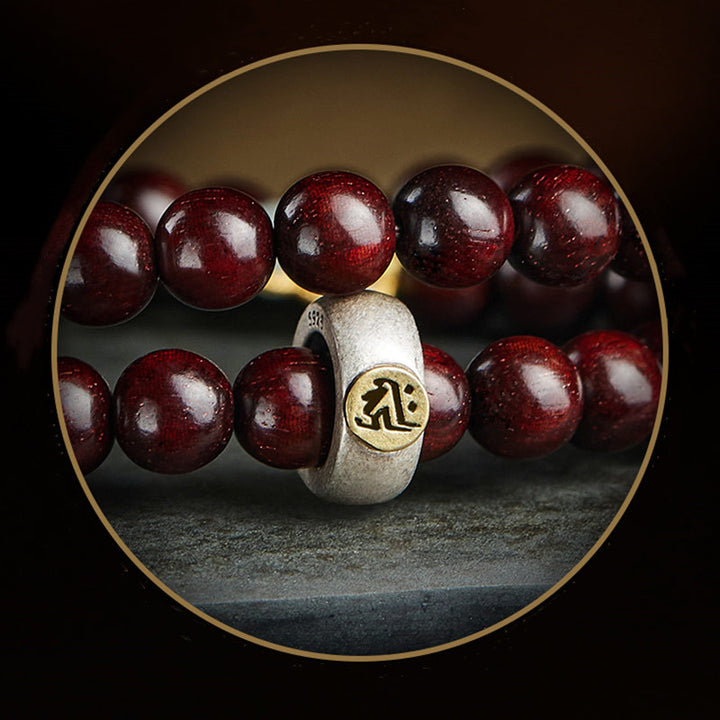Buddha Stones Zodíaco Chino Buda Natal Hoja Pequeña Sándalo Rojo Jade Ágata Roja PiXiu Sooth Pulsera