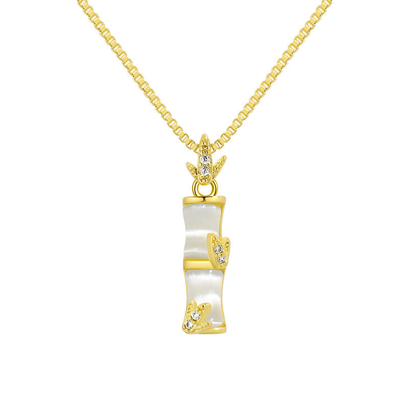 Colgante de collar de armonía con patrón de bambú de calcedonia de Buddha Stones