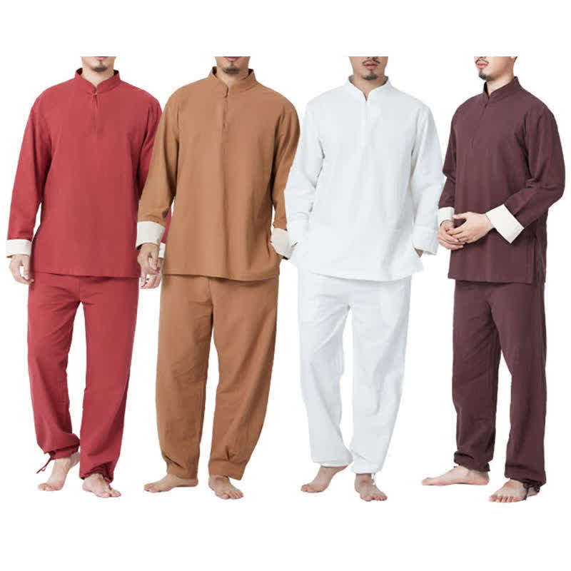 Conjunto de ropa de lino y algodón para hombre, meditación Zen espiritual, Buddha Stones, Yoga, práctica de oración